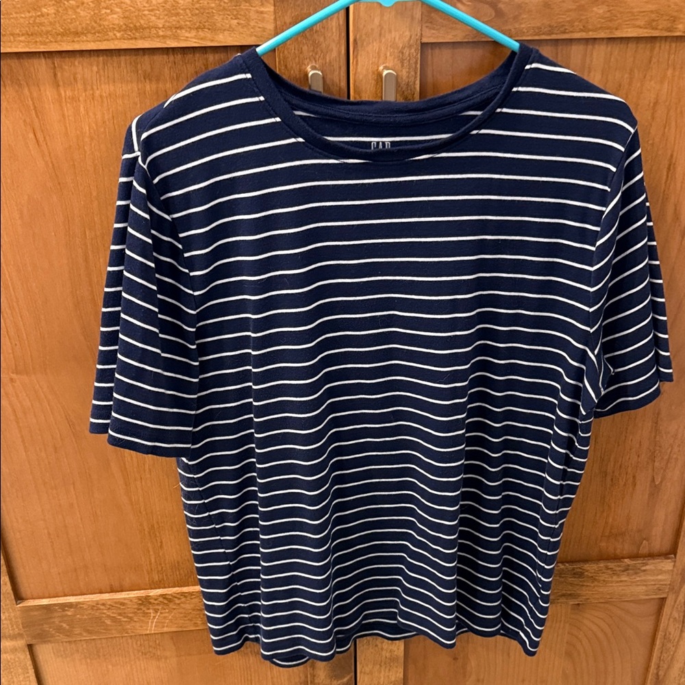 GAP Navy & White Striped Short-Sleeve Crew Tee